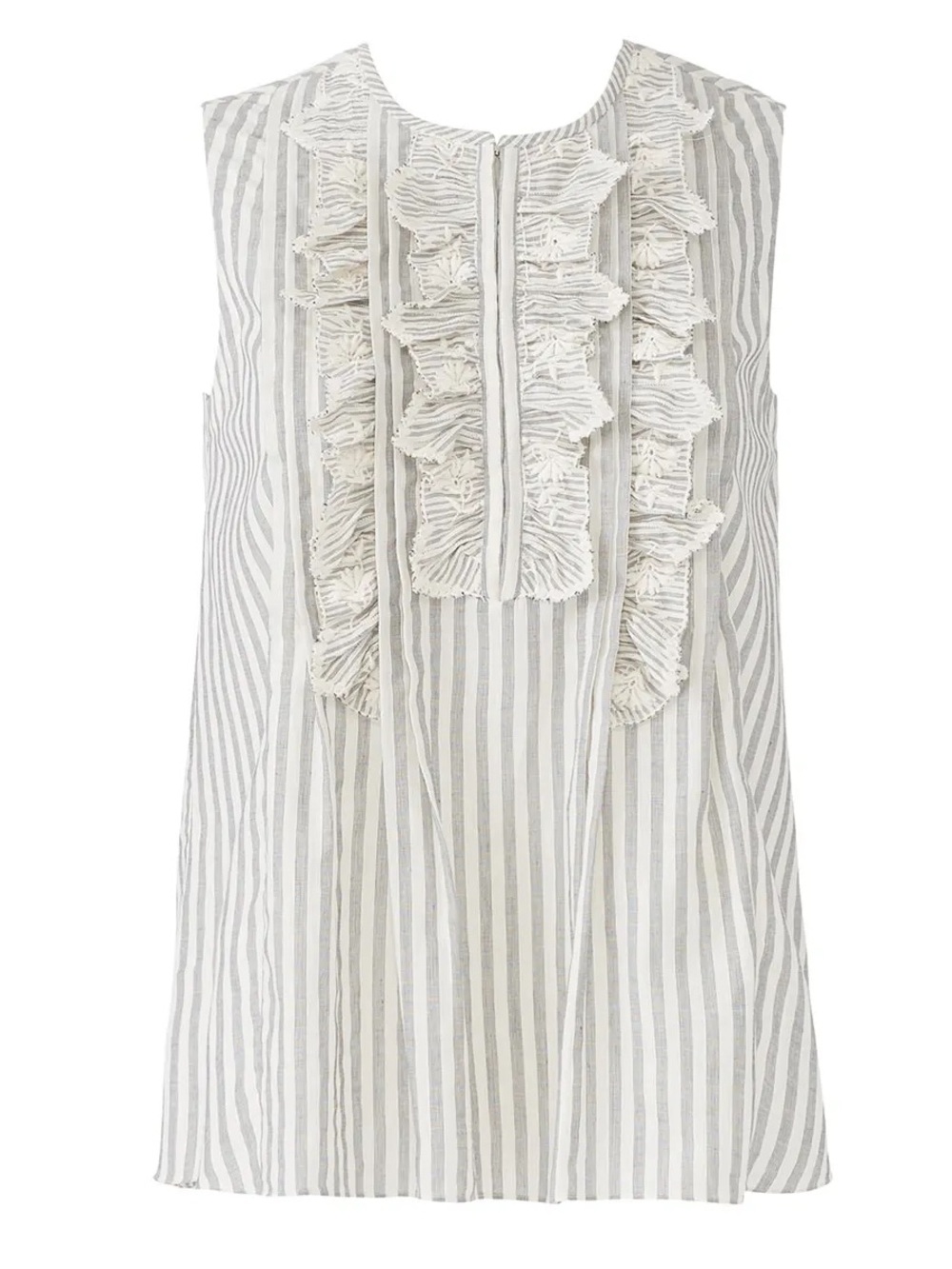 Rebecca Taylor Ruffled Eyelet Stripe Top Size 2
